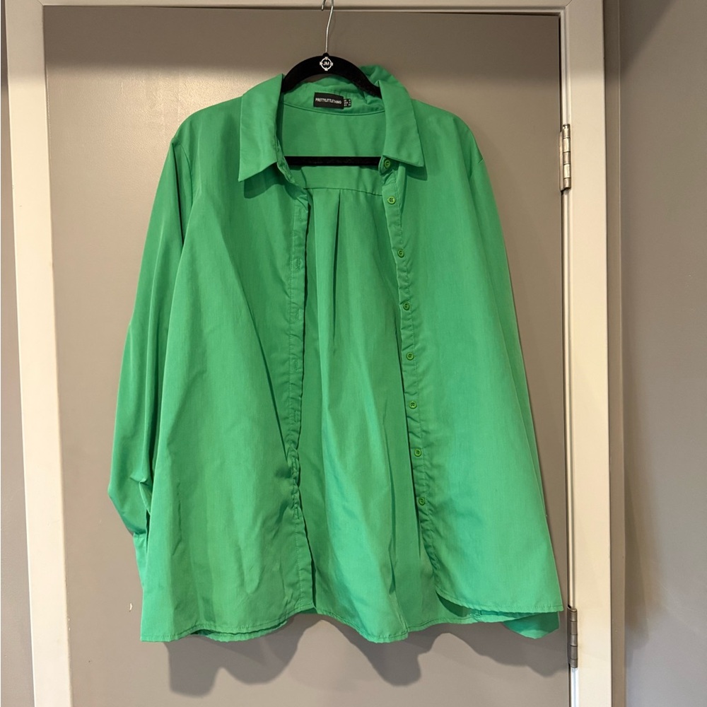 Green Oversized Button-Up Shirt